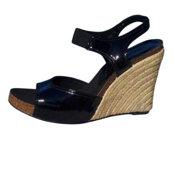 Donald Pliner Patent Leather Hemp Wedge Platform Shoe New Rubber Sole $275 NIB - Picture 1 of 3